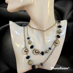 3/$30 Acrylic Beaded Double Chain Layered Necklace